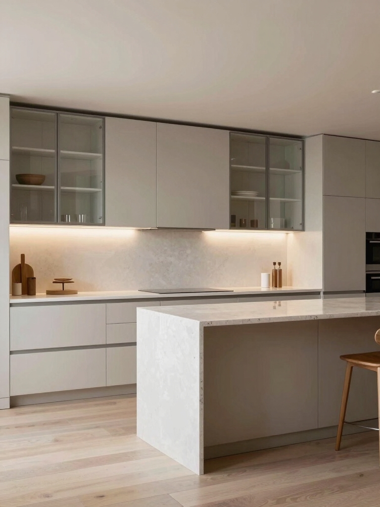 glass fronted cabinets uncluttered space