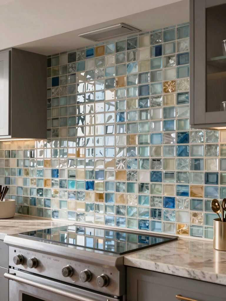 glass mosaic kitchen elegance