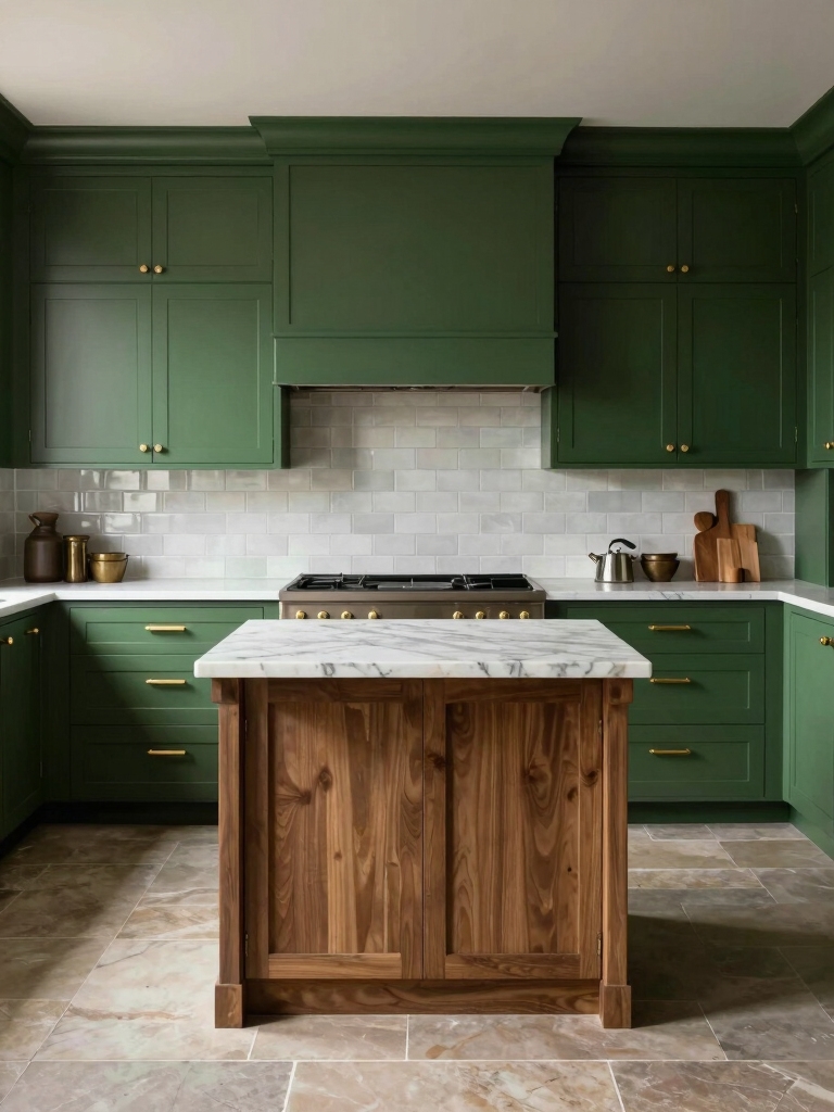 green cabinetry design elements