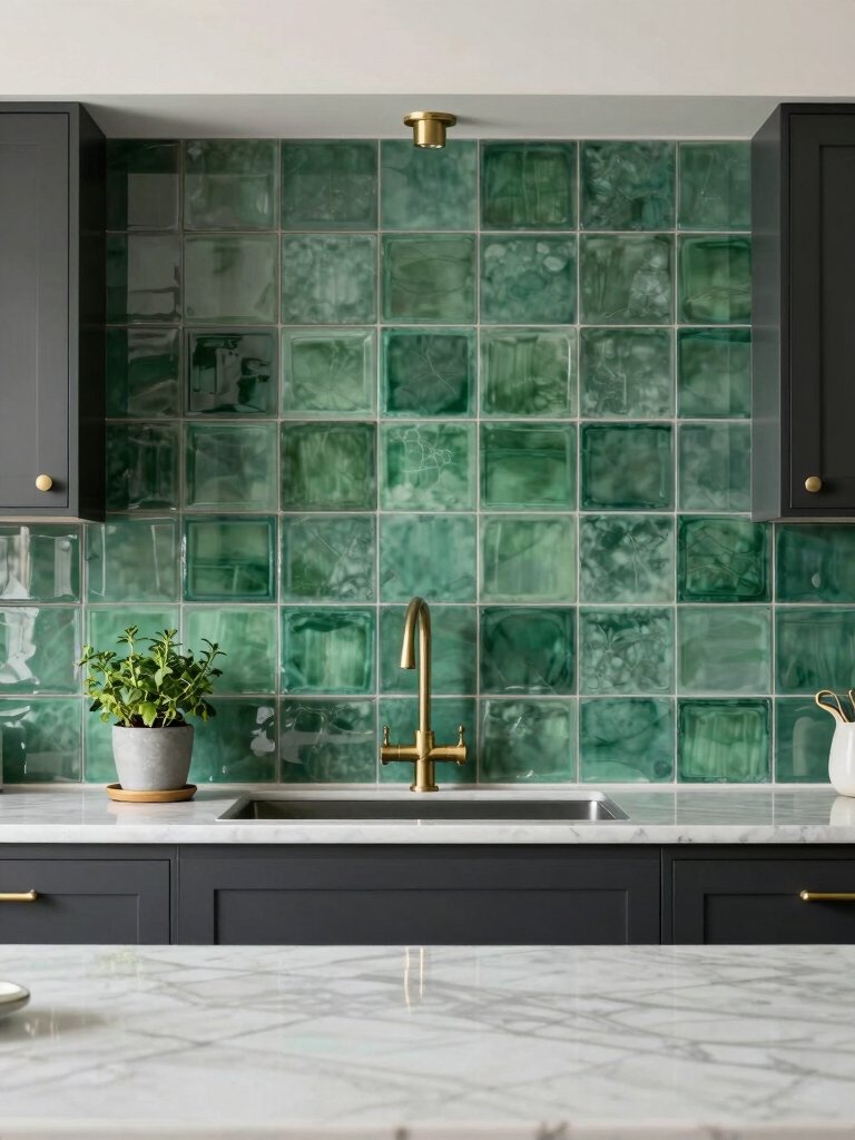 green kitchen tile designs