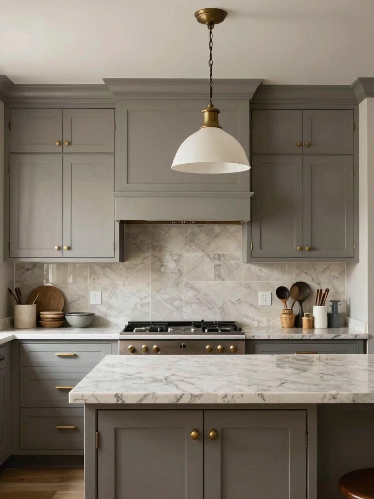greige cabinets with hardware