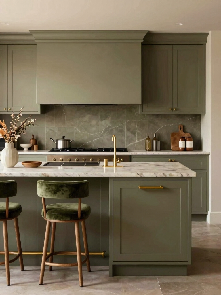 grounded olive kitchen design