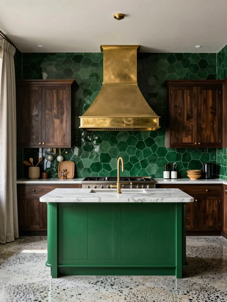inviting deep green kitchens