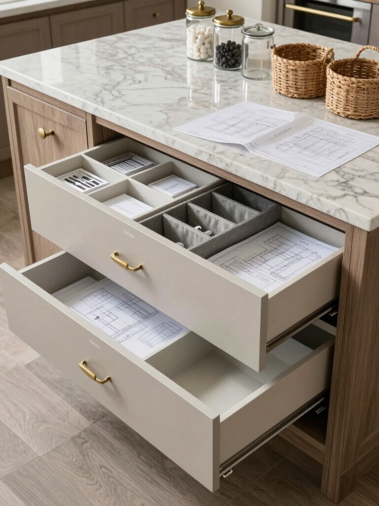 kitchen island drawer organization