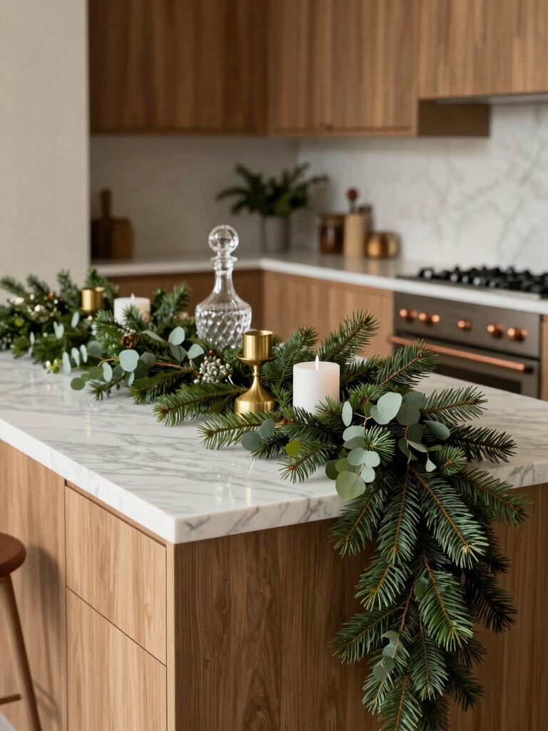 layered evergreen garlands centerpiece