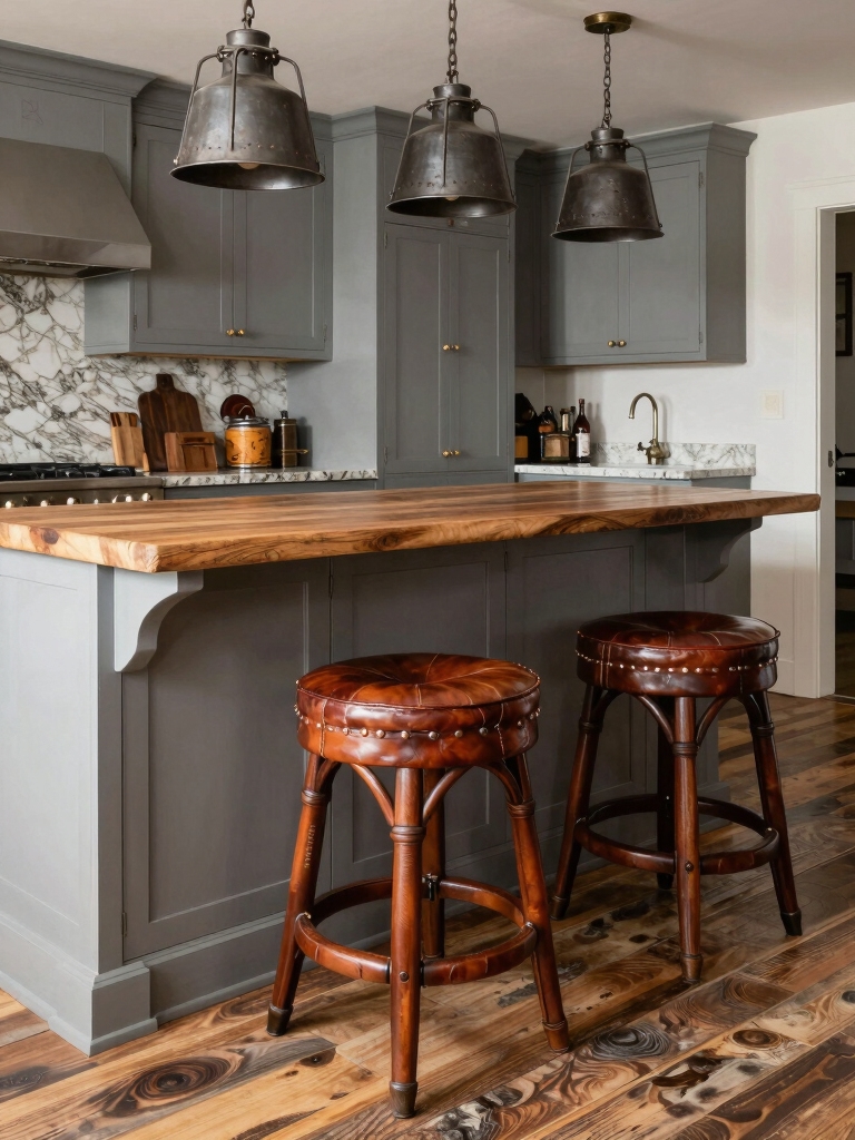 leather stools enhance comfort