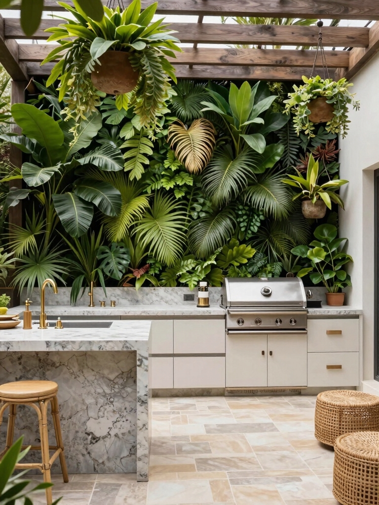 living walls for outdoor kitchens