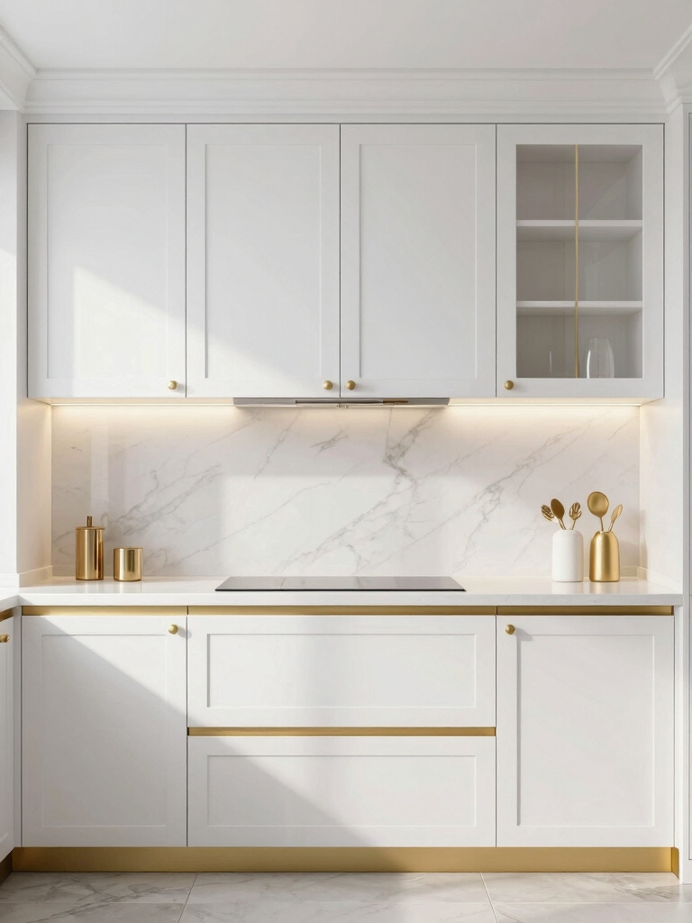 luminous gold trimmed backsplashes elevate