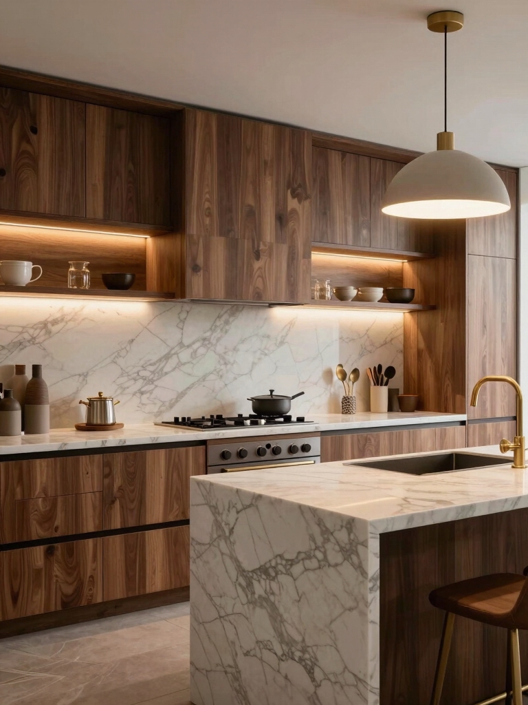 luxe layered kitchen lighting