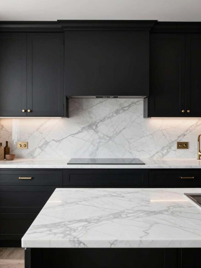 matte black and bright marble