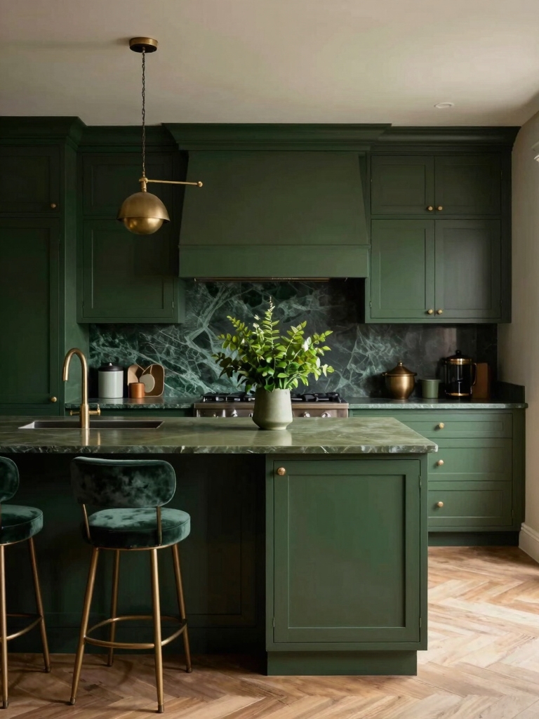 moody green kitchen designs