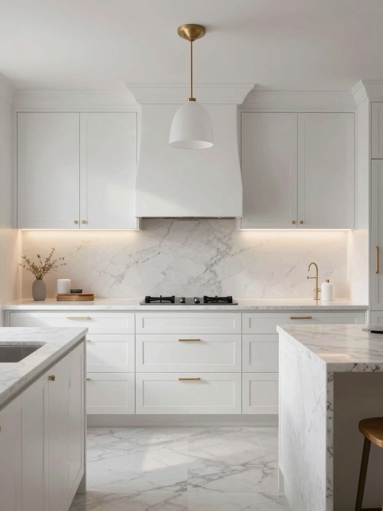 moody layered warm kitchen lighting