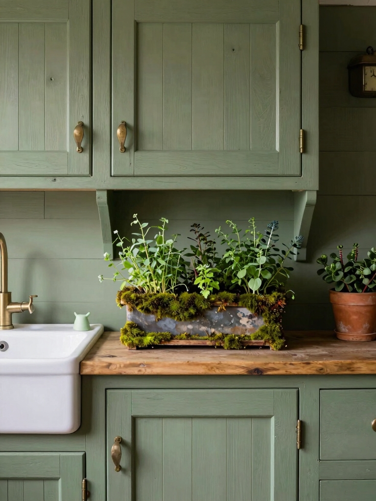 mossy herb planter selection