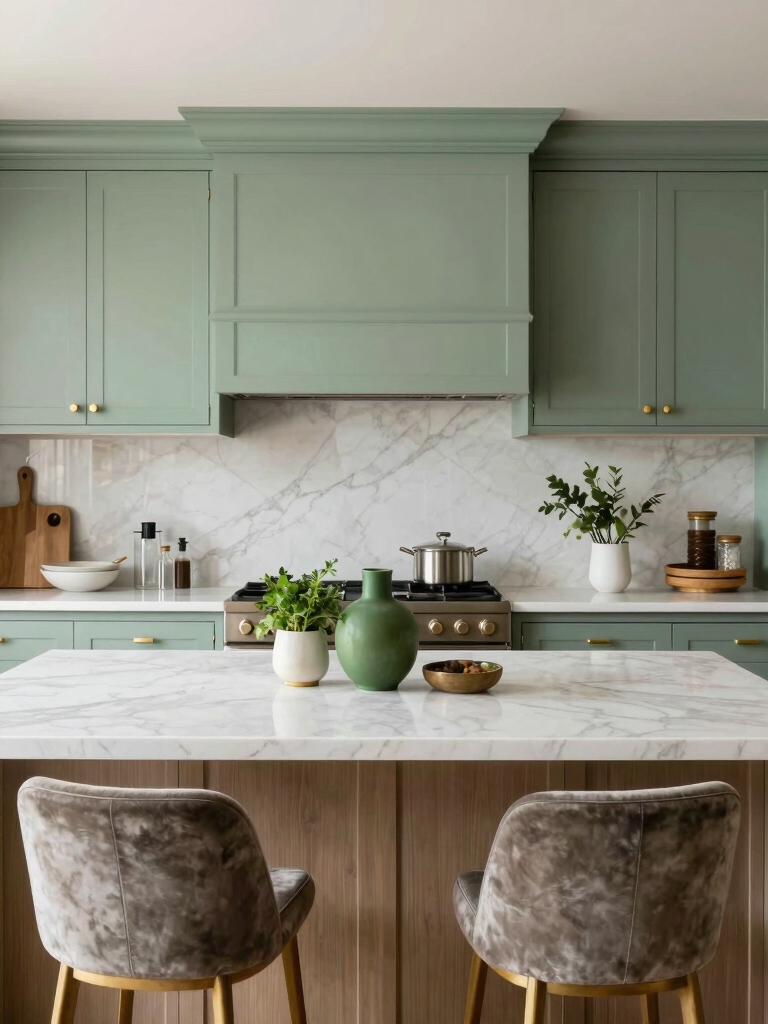 natural white green kitchens