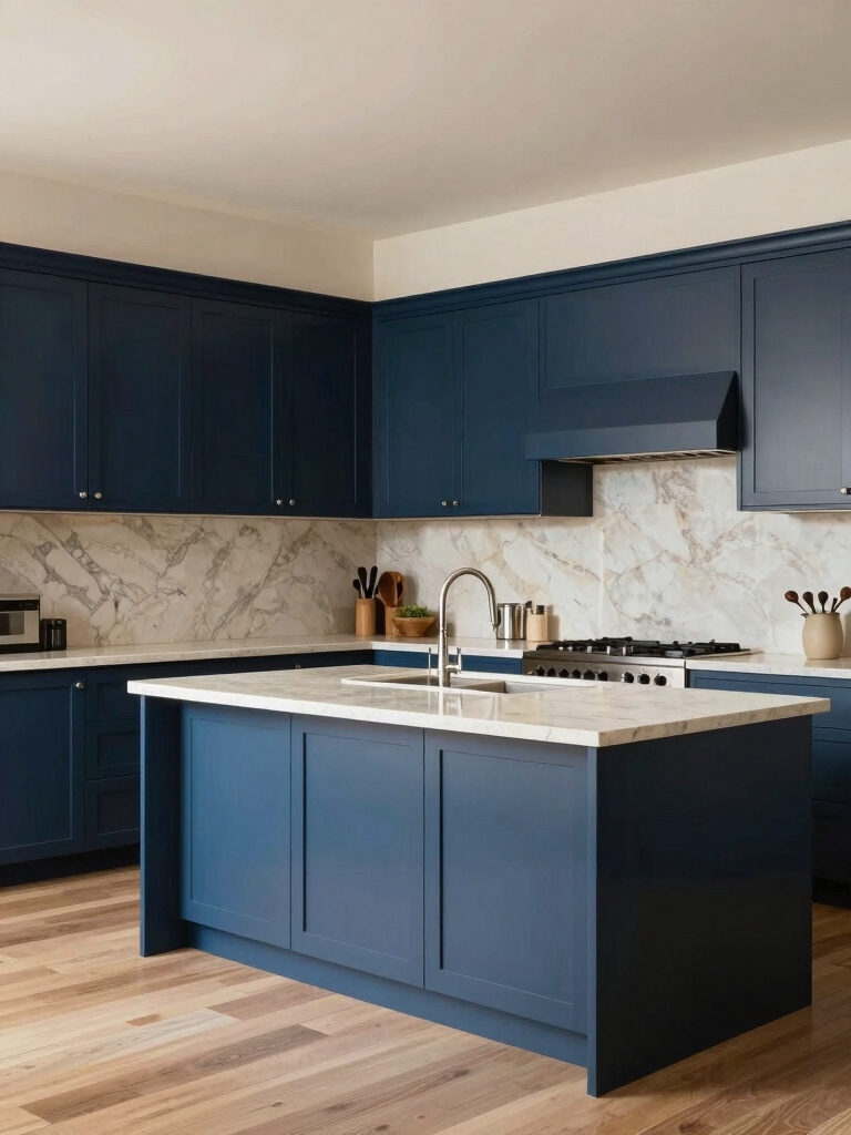 navy cabinets and countertops