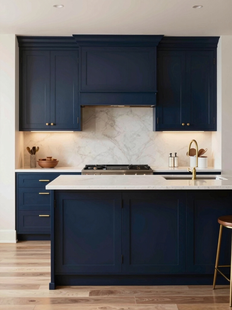 navy cabinets enhance kitchen design