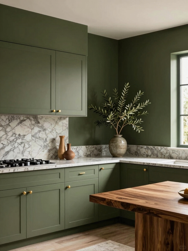 olive accents enhance warmth