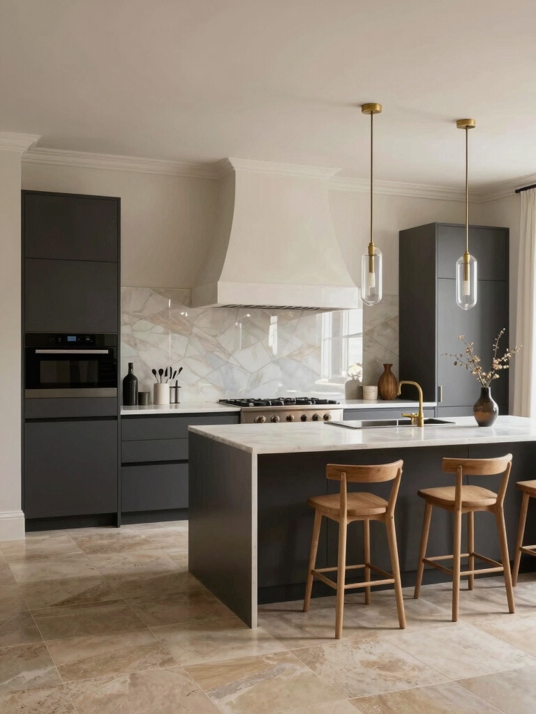 parisian minimalist open plan kitchen