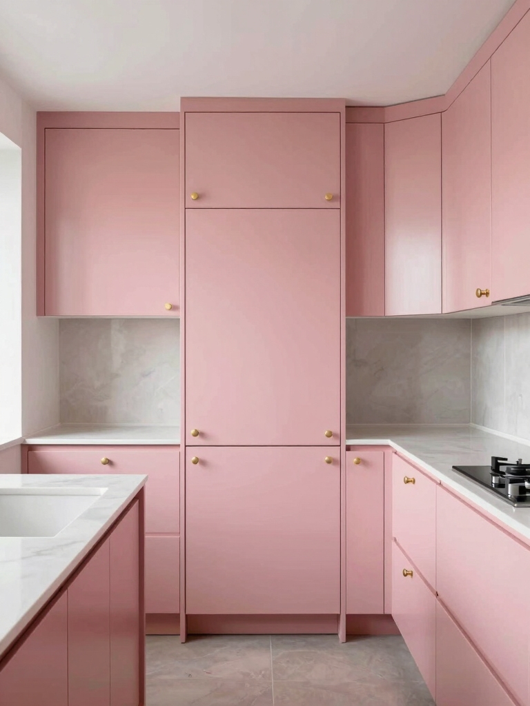 pink enhances small kitchens