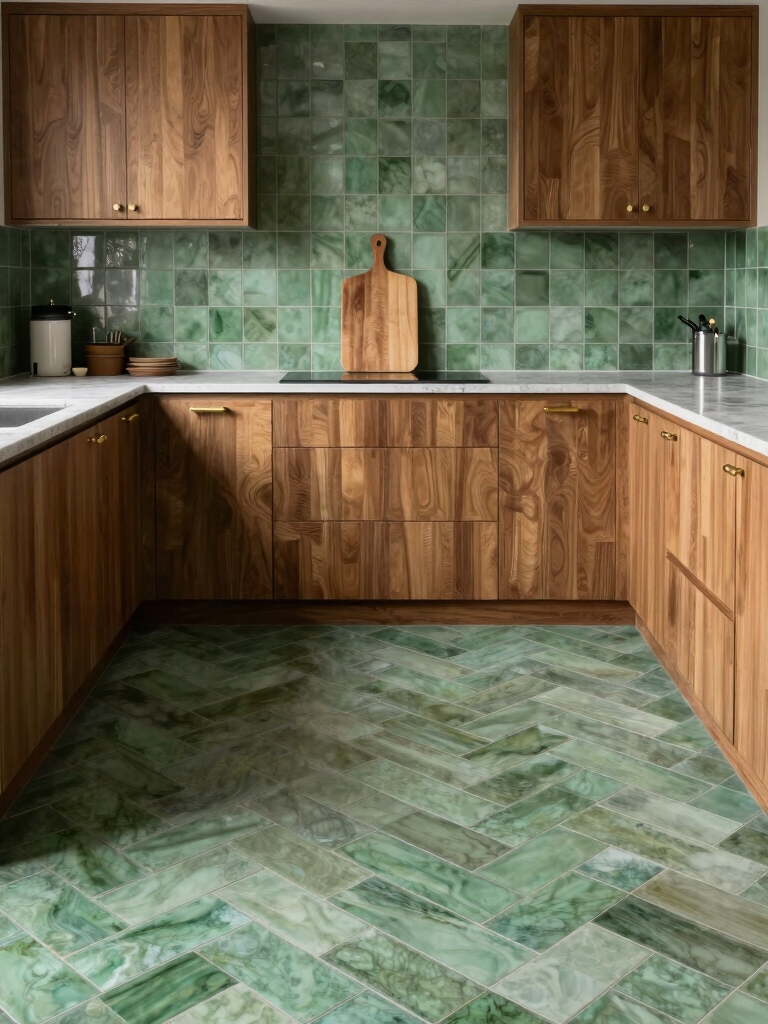 popular green tile kitchens