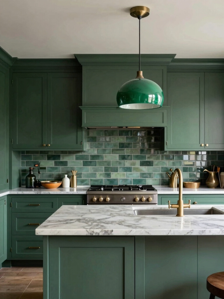 purposeful emerald kitchen accents
