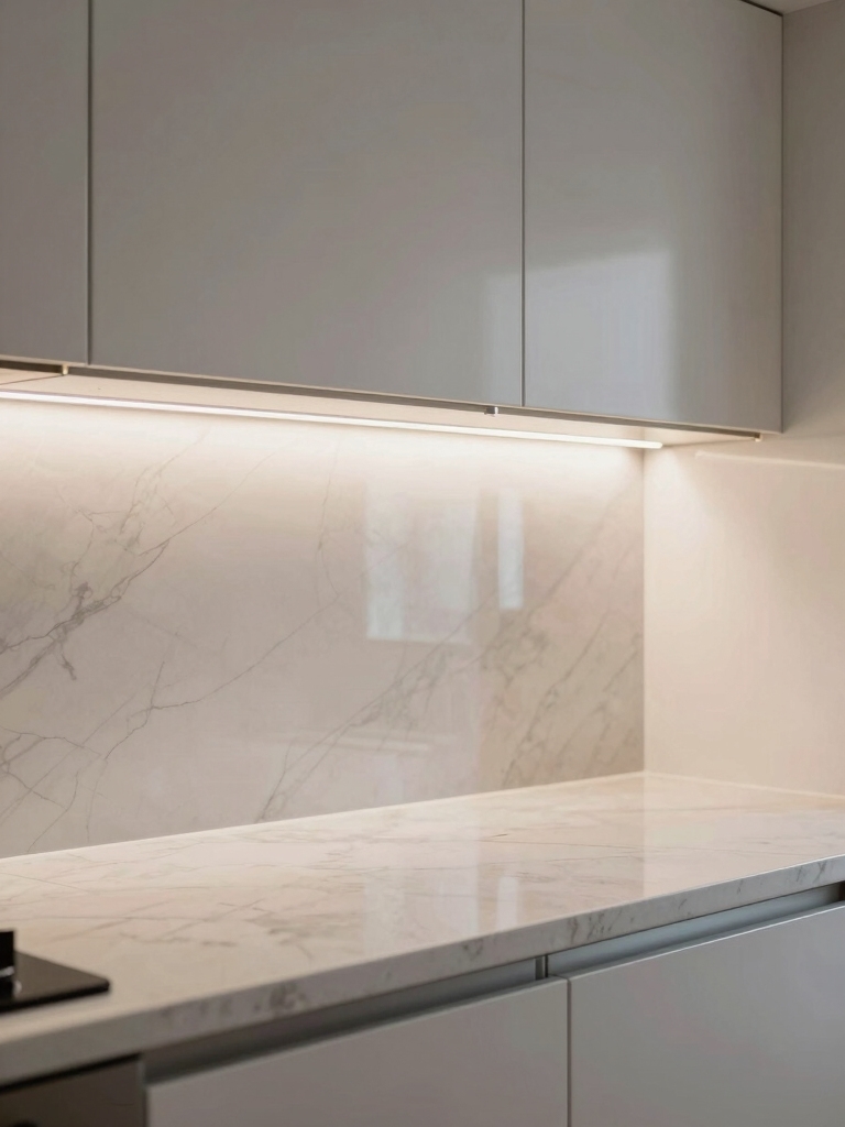 reflective backsplashes enhance spaces