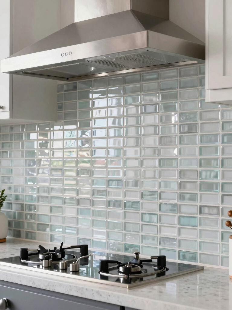 reflective stylish kitchen backsplash