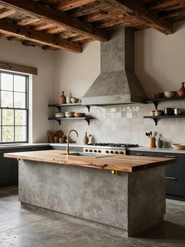 rugged warmth in kitchens