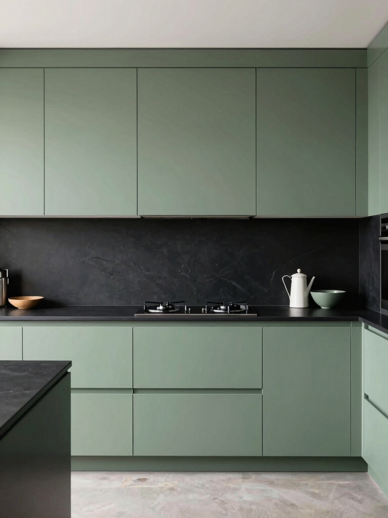 sage green and black