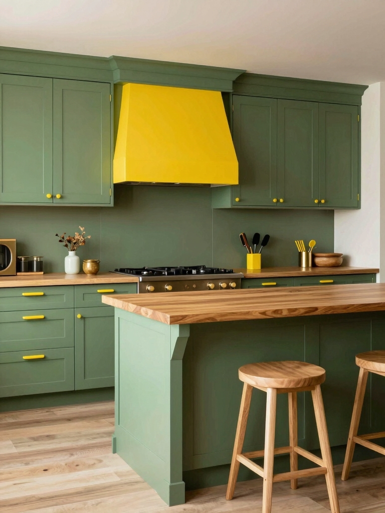 sage green and canary yellow