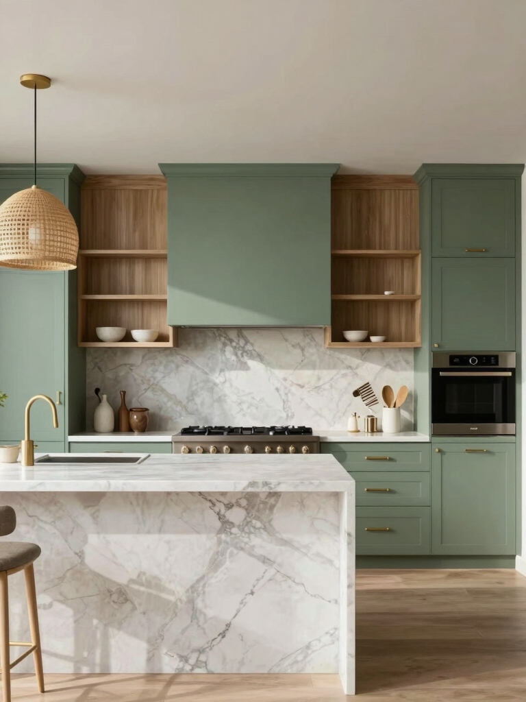 sage green cabinets serenity
