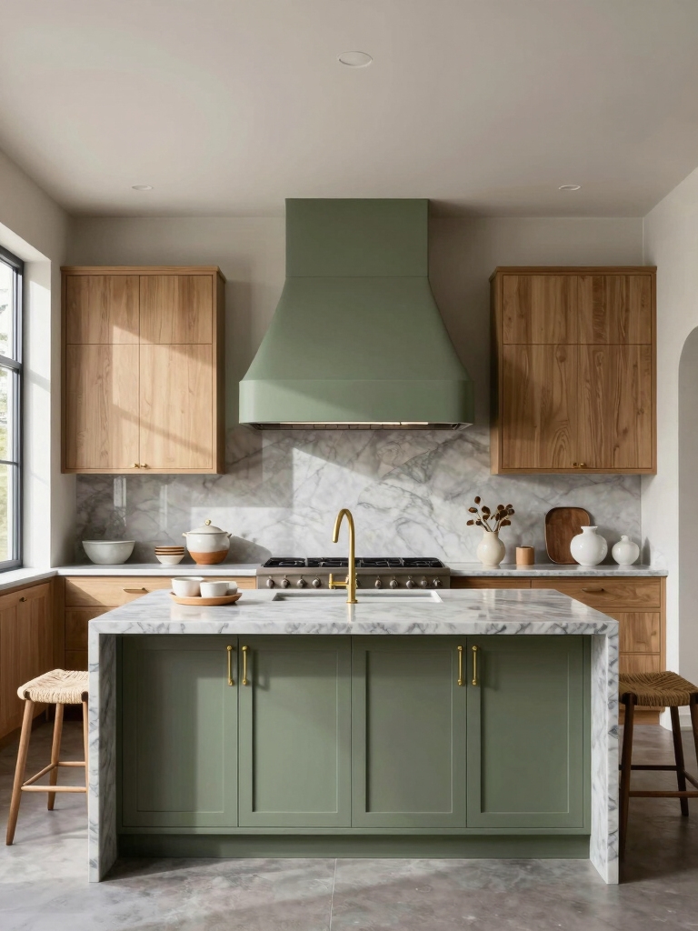sage green enhances kitchen aesthetics