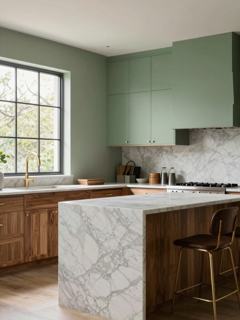 sage green enhances kitchen ambiance