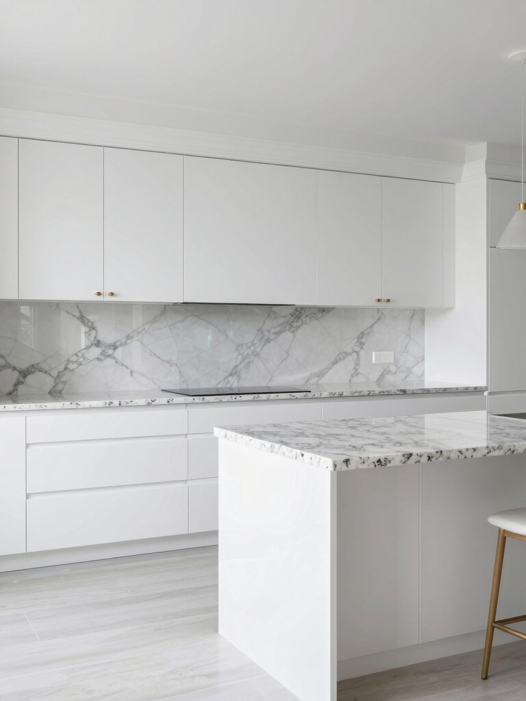 satin white cabinets balance
