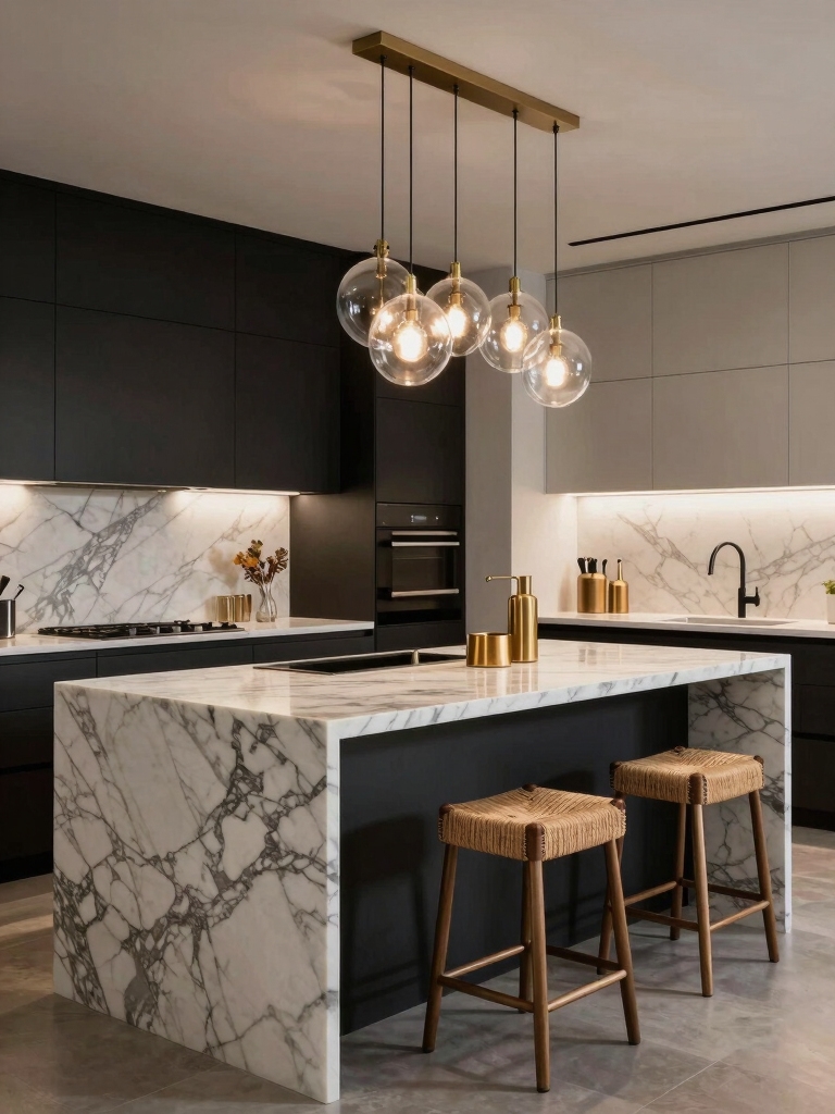 sculptural lighting defines ambiance