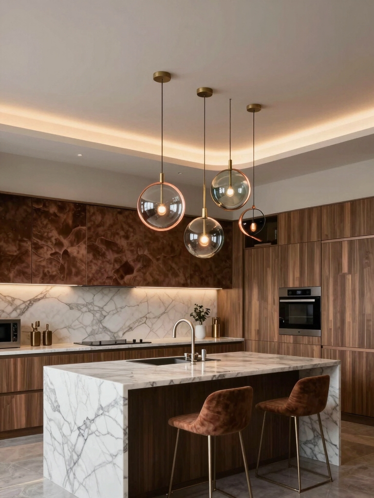 sculptural lighting enhances ambience
