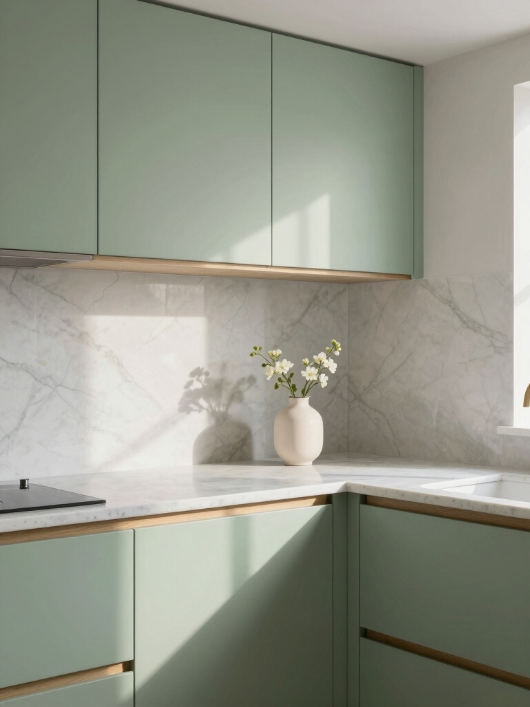serene pastel green kitchens