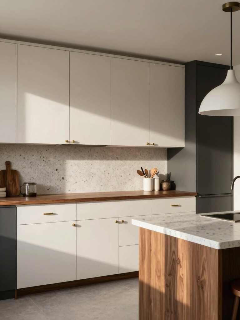 slab cabinetry with modern finishes