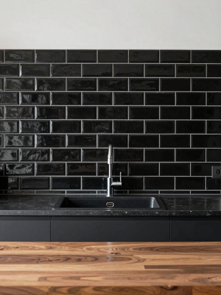 sleek black subway tiles