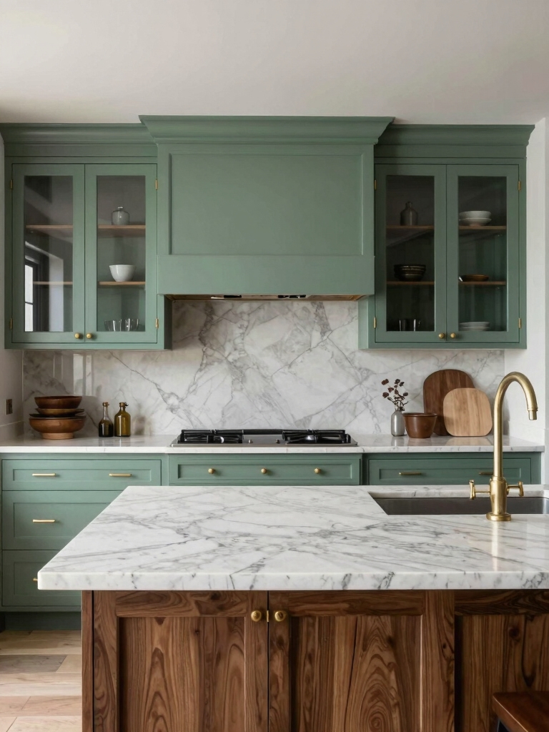 sophisticated pewter green cabinets