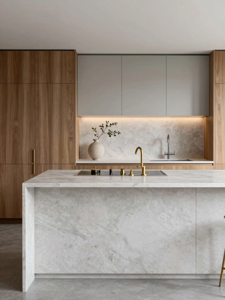 streamlined serene kitchen design