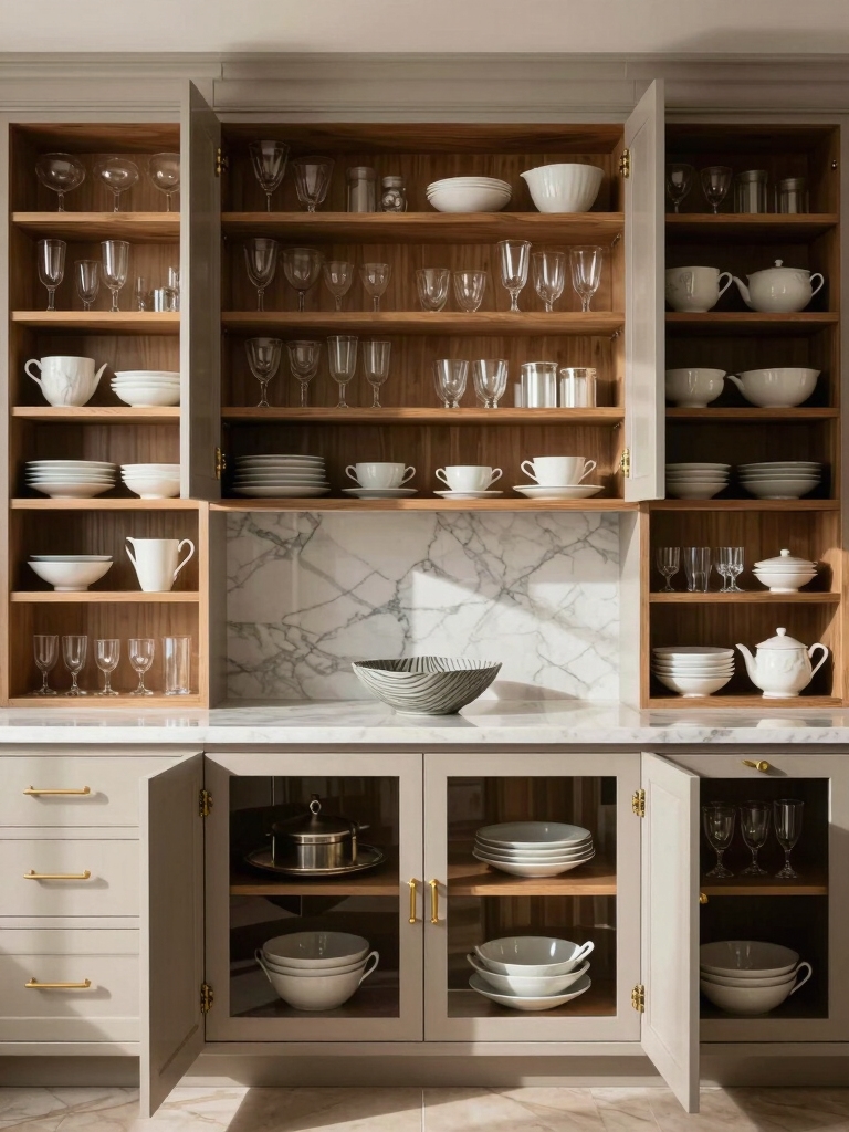 stylish open kitchen cabinets