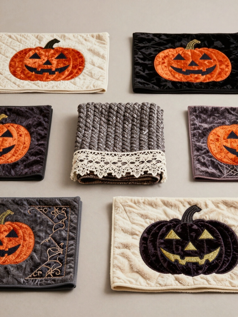 subtle halloween kitchen textiles