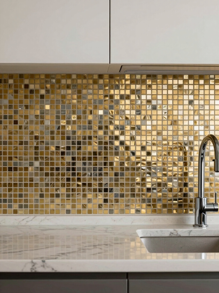 subtle metallic backsplash elegance