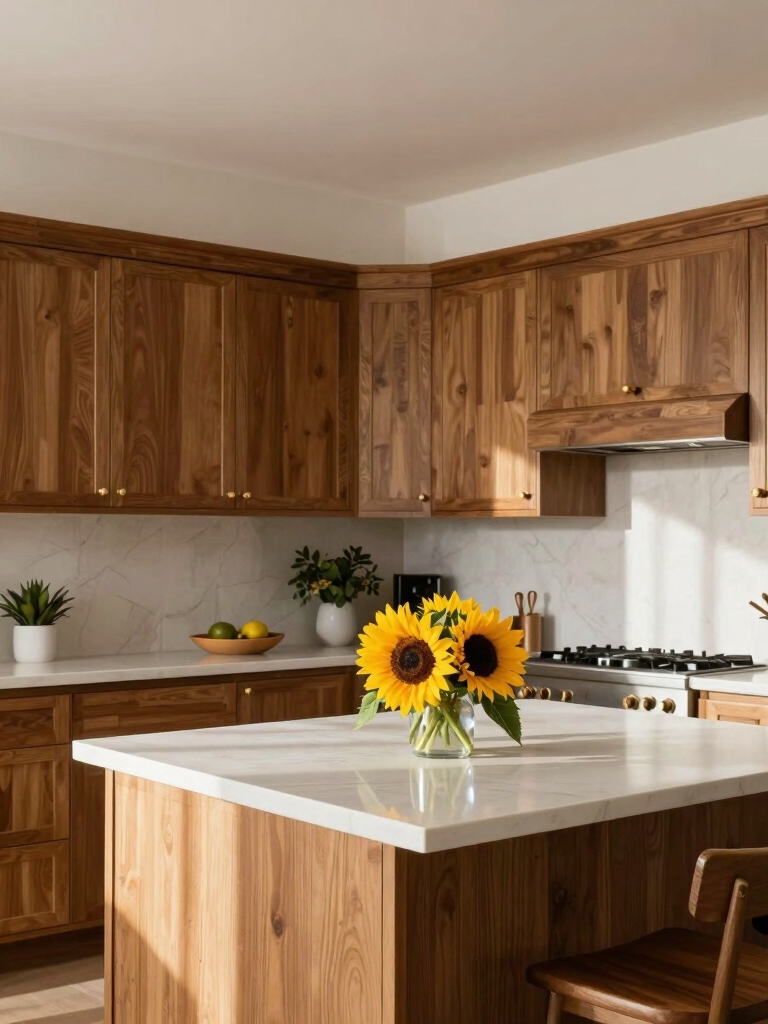 subtle sunflower cabinet accents