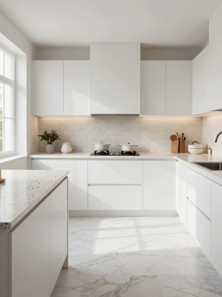 textured white kitchen design