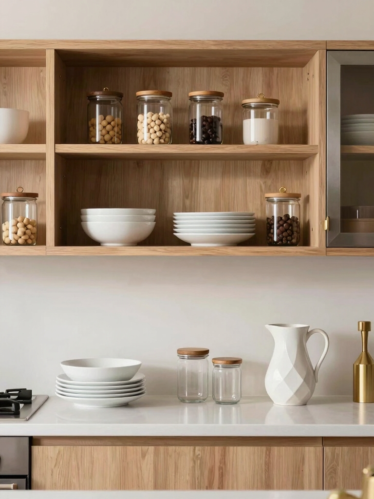tidy and stylish open shelving