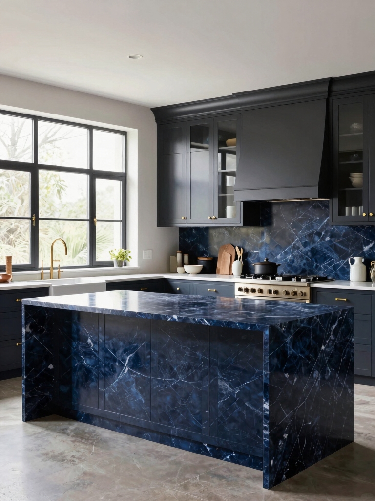 timeless bold blue kitchen