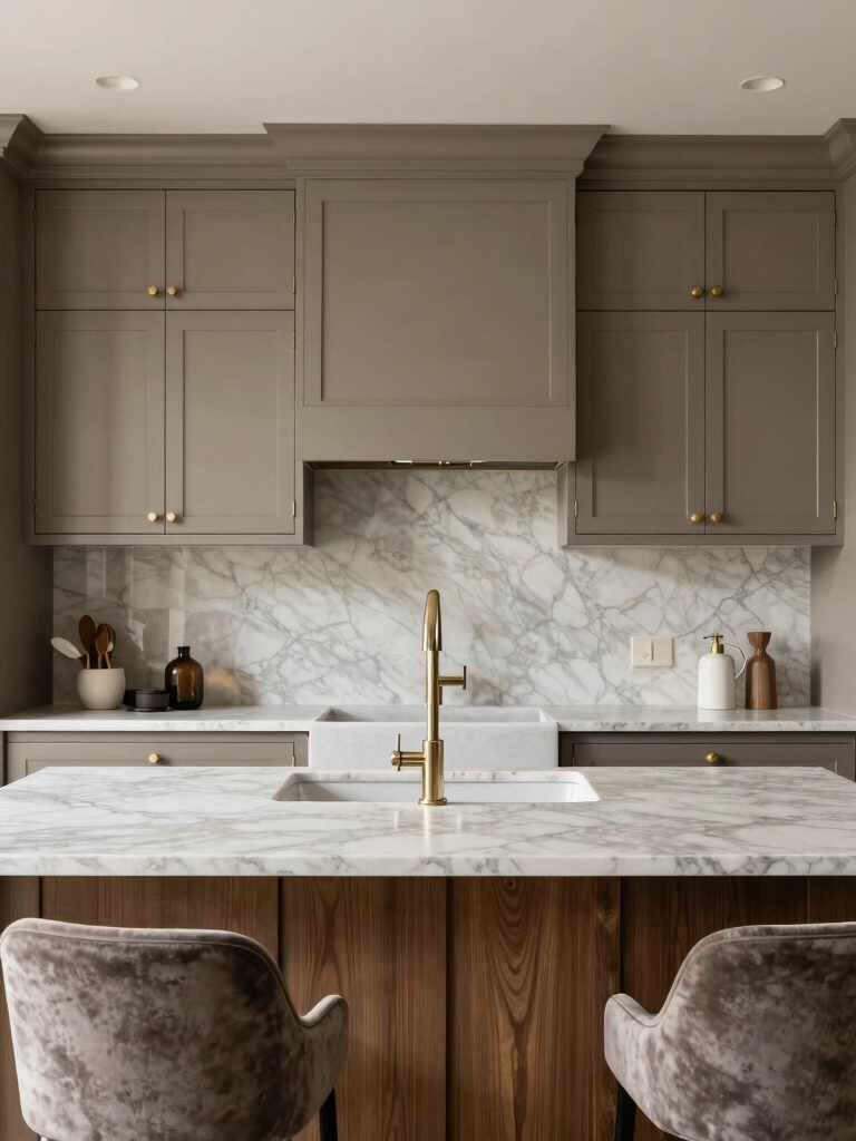 timeless taupe cabinet elegance