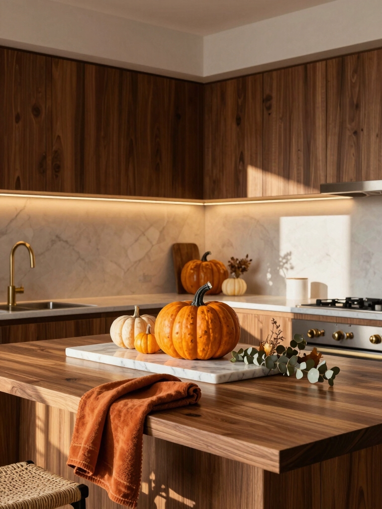 warm amber kitchen lighting